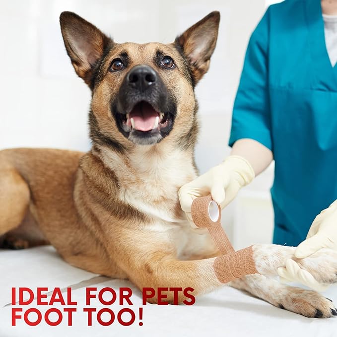 HEALQU Self Adhesive Bandage Wrap - 12 Rolls 2in x 5yd Cohesive Tape for Athletic and Sports - Self Adherent Medical Tape, Flexible, Elastic Bandages for Wrist & Ankle Vet Wrap for Dogs