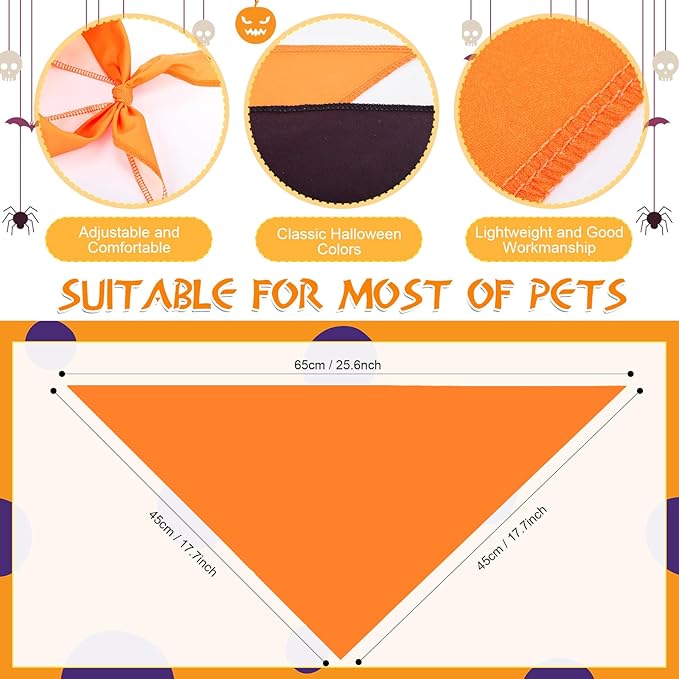 48 Pcs Halloween Color Dog Bandanas Bulk Sublimation Blank Bandanas for Dogs Heat Transfer Triangle Bibs DIY Scarf for Small Medium Large Puppy Pets Costume Photo Props Accessories Pet Shops