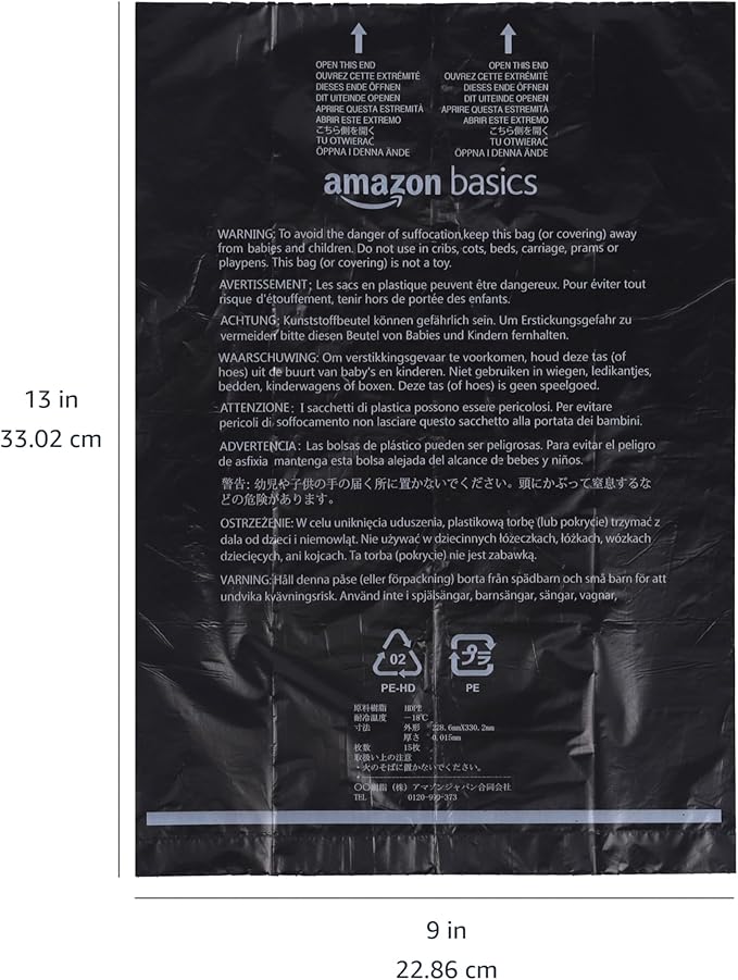 Amazon Basics Dog Poop Bags with Dispenser, 600 Count, Enhanced for Guaranteed Leakproof, Unscented, Includes Leash Clip