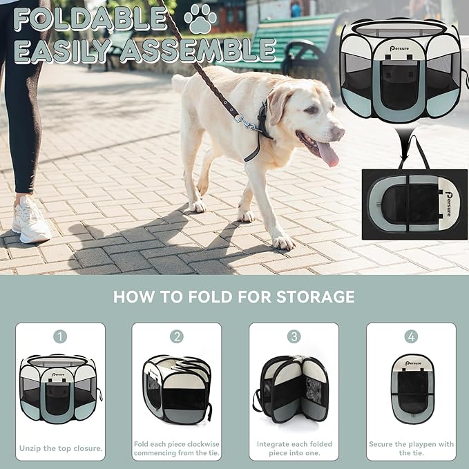 Dog Cat Playpen Indoor Outdoor for Puppy Pet Dogs Cat Travel and Recovery After Surgery, Dogs Enclosure Tent Crates Cage Indoor/Outdoor, Portable Pop Up Dog Kennel with Carrying Case (Grey, Medium)