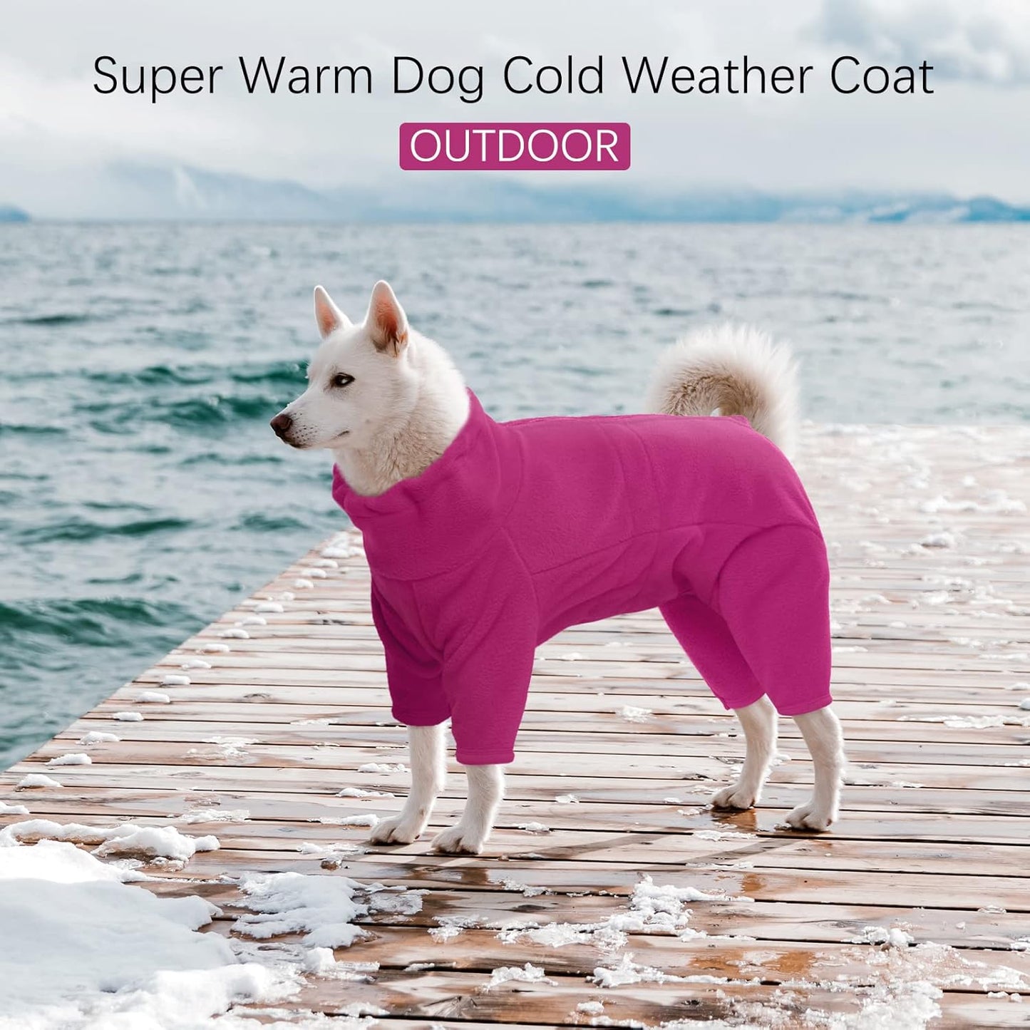 ROZKITCH Dog Winter Coat Soft Fleece Pullover Pajamas, Pet Windproof Warm Cold Weather Jacket Vest Cozy Jumpsuit Apparel Outfit Clothes for Small Medium Large Dog Walking Hiking Sleep Pink XS
