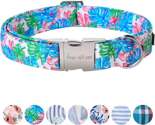 Unique Style Paws Metal Buckle Painting Banana Leaves Collar Gift - Durable & Cute for Small, Medium & Large Dogs