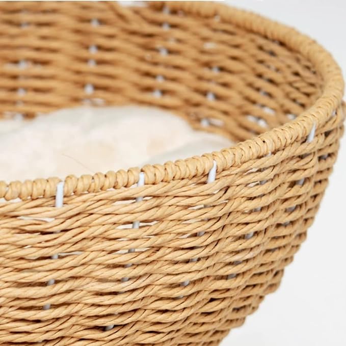 SHENGOCASE Cat Tree Tower with Rattan Wicker Basket, 3 Handwoven Large Nest Baskets Bed, Window Perch for Large Cats up to 20LBS