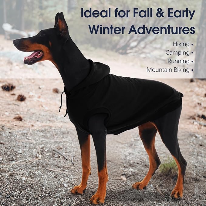 IECOii Dog Hoodie Medium Size Dog, Medium Dogs Sweater with Hood, Soft Pullover Hooded Sweatshirt for Dogs Boy and Girl Indoor & Outdoor, Machine Washable, Black, Large (No Fleece Lined)