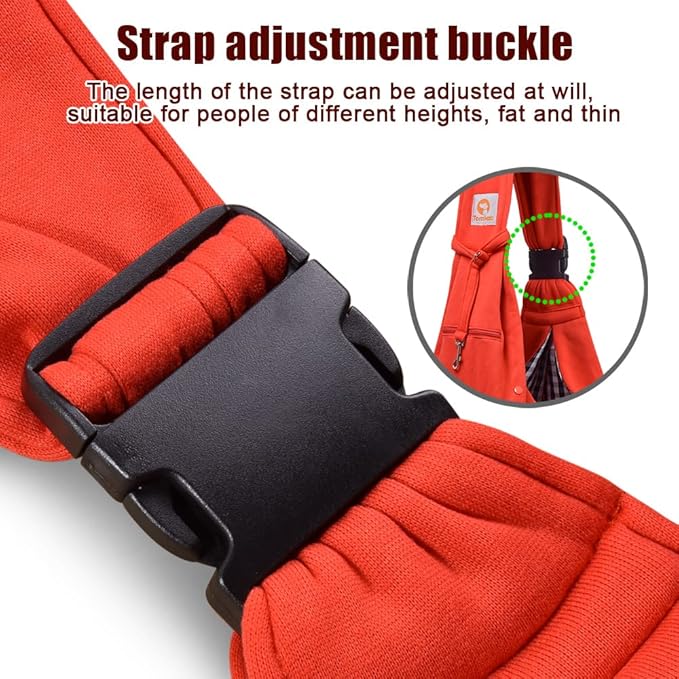 Tomkas Small Dog Sling Carrier - Zipper Pocket & Adjustable Strap - for 3-10 lbs Pets(Red)