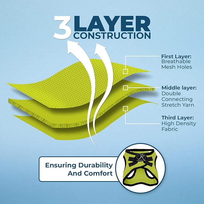 Voyager Step-in Air All Weather Mesh Harness and Reflective Dog 5 ft Leash Combo with Neoprene Handle, for Small, Medium and Large Breed Puppies by Best Pet Supplies - Lime/Black Trim, XXX-Small