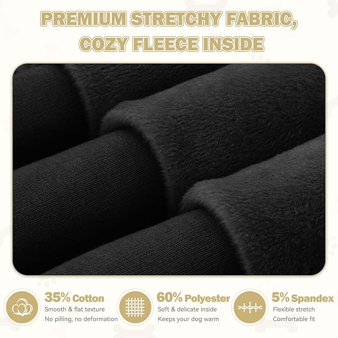 Dog Sweaters,Dog Hoodie,Cozy Fleece Interior Sweatshirt with Hood & Pocket,Leash Hole,Pet Clothes Sweater for Small,Medium,and Large Dogs,Black&L