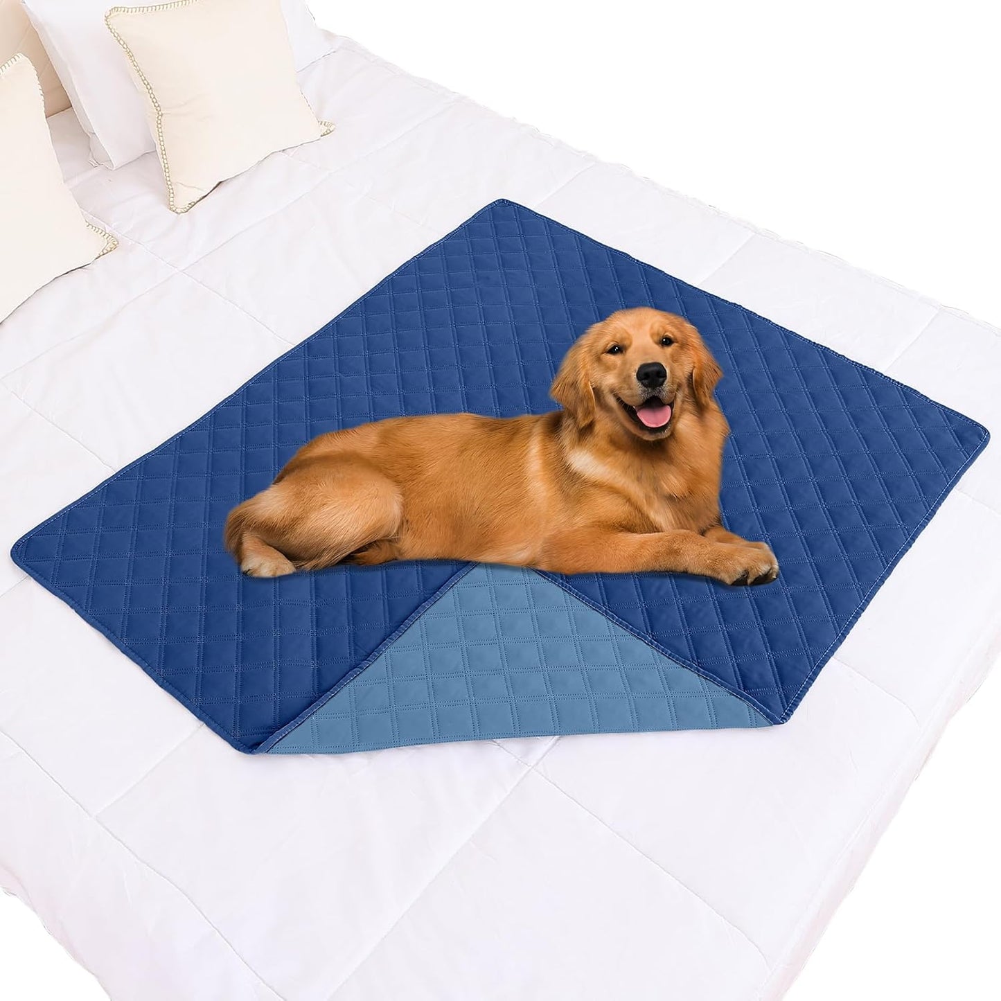 Smiry Waterproof Dog Bed Cover Pet Blanket, Soft Washable Dog Blanket for Furniture Bed Couch Sofa Reversible, Checkered (40"x50", Navy/Blue)