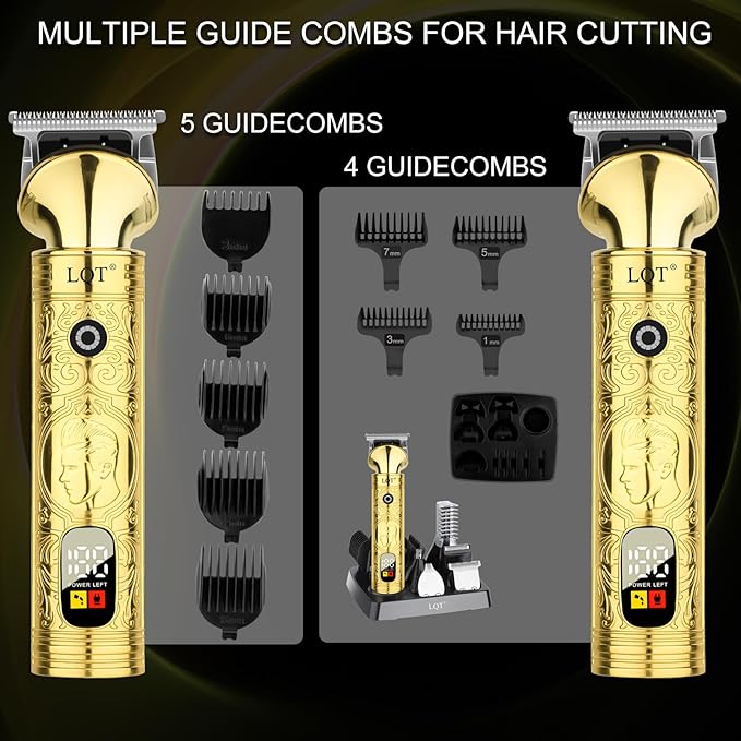 Beard Trimmer for Men, Portable 6 in 1 Hair Clippers,Waterproof Cordless Hair Clipper,Mens Grooming Kit for Mustache Facial Hair, Rechargeable Beard Trimmer Kit, Gifts for Men(Gold)