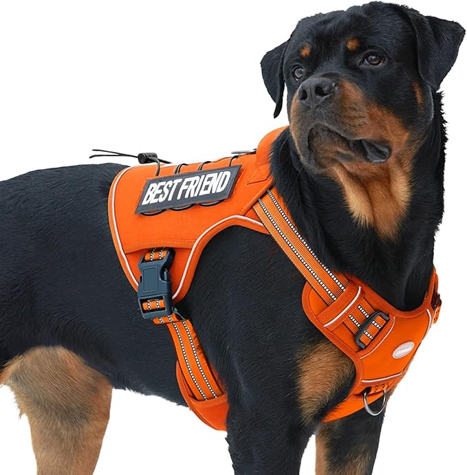 AUROTH Tactical Dog Harness for Large Dogs No Pull Adjustable Pet Harness Reflective K9 Working Training Easy Control Pet Vest Military Service Dog Harnesses Orange XL