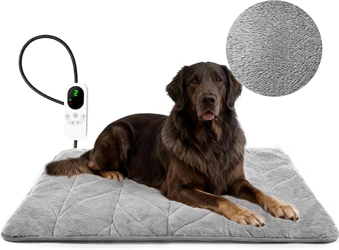 Mora Pets Pet Heating Pad Heated Dog Bed 9 Adjustable Temperature Cat Warming Mat with Timer Auto Power Off Heated Pet Bed 47 Inch for Large Dogs and Muti Pets
