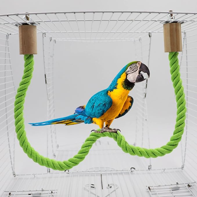 2 Pack Bird Hemp Rope Perch Swing, Bird Cage Stand Pole Accessories, Paw Grinding Standing Climbing Perch for Parrot, Parakeet, Budgies, Lovebirds(23.62"/60 cm)