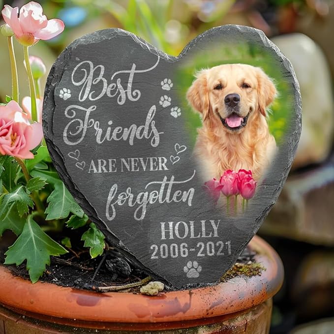 Personalized Dog Memorial Gifts for Loss of Dog, Custom Photo Pet Stone, Personalized Memorial Gifts for Pet Loss, Gift for Cat Lovers, Stones for Dogs, Cemetery Decorations for Grave Q3
