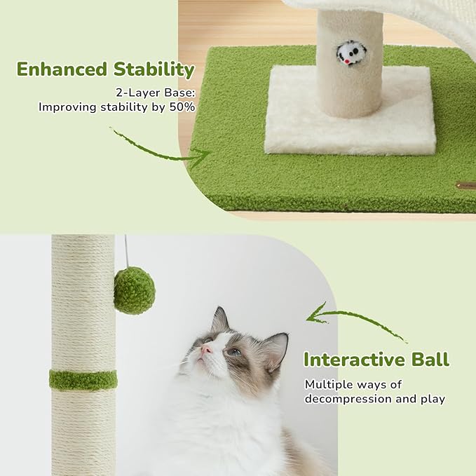 Cat Scratching Post, 35" Tall Cat Scratcher Kitten Scratch Post with Sisal Rope for Indoor Cats Claw Scratcher, Cat Tree with Dangling Ball for Kitties and Cats