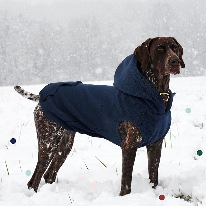 IECOii XXL Dog Hoodie for Large Dogs, Fleece Dog Sweatshirt for Large Breed Male Female Dogs,Pet Pouch Hoodie Winter Sweater Coat with Leash Hole, Warm & Lightweight Outfit for Pitbull, Blue, 2XL