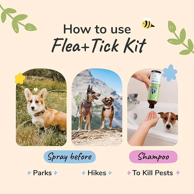Flea & Tick Spray and Shampoo Kit for Dogs & Cats
