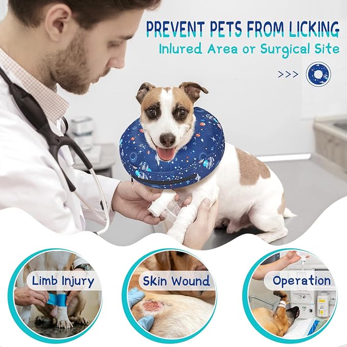 Supet Inflatable Dog Cone Collar Alternative After Surgery, Dog Neck Donut Collar Recovery E Collar for Neuter, Soft Pet Cone for Small Medium Large Dogs