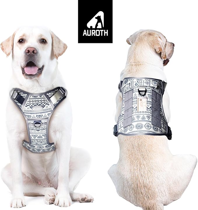 AUROTH Tactical Dog Harness for Large Dogs No Pull Adjustable Pet Harness Reflective K24 Working Training Easy Control Pet Vest Military Service Dog Harnesses