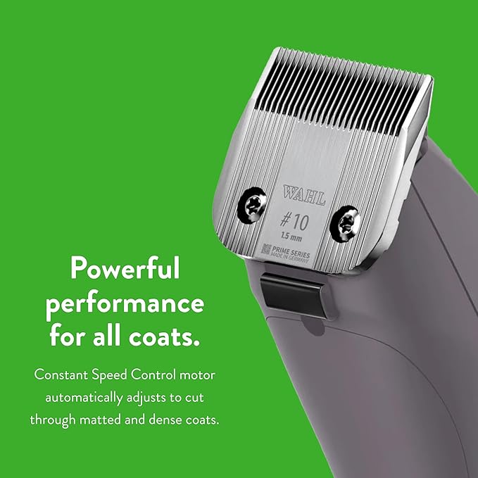 Wahl Pro Animal KM10+ Corded Clipper - New #10 Prime Series Blade, LOCKGUARD Patent Pending Technology & Textured Housing Design - Clippers for Cats, Dogs & Horses - Lightweight - 2-Speeds - Purple