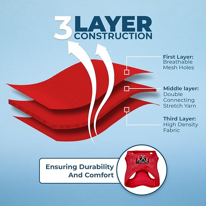 Voyager Step-in Air All Weather Mesh Harness and Reflective Dog 5 ft Leash Combo with Neoprene Handle, for Small, Medium and Large Breed Puppies by Best Pet Supplies - Set (Red), M (Chest: 16-18")