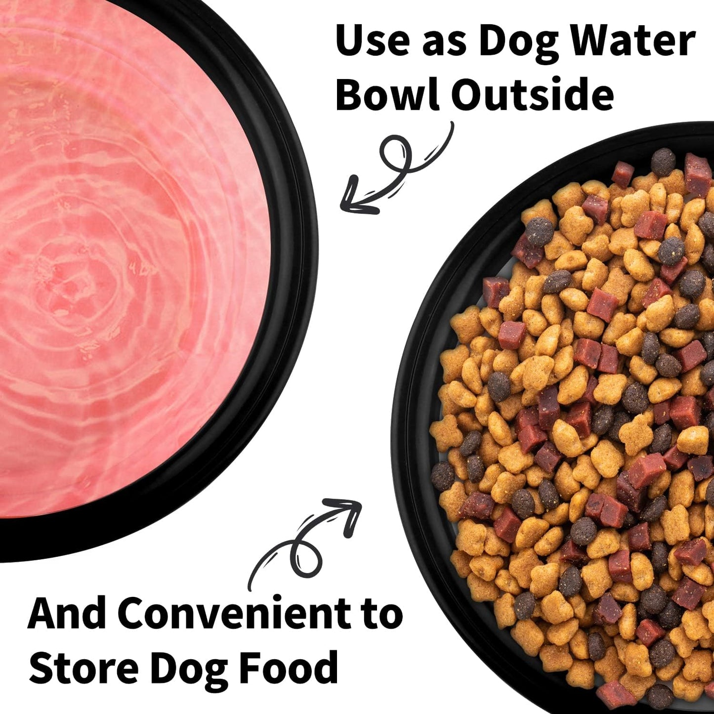 Collapsible Dog Bowls-2 Pack Large Size for Large/Medium Dogs, Pet Travel Water Bowl, Dogs Cat Portable Water Bowl, Dog Pet Feeding Watering Dish Outdoor Hiking Parking Traveling with 2 Carabiners