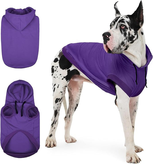 IECOii Dog Hoodie for Large Dogs, Great Dane Sweaters for Giant Breed Dogs, Breathable Lightweight Extra Large Pet Sweathshirt with Hood, XXXL Dog Hoodies for Mastiff, Purple, 3XL,(No Fleece Lined)