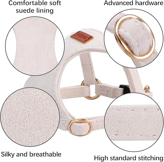 No Pull Dog Harness- Lightweight, Soft, Adjustable Small Harness Collar and Leash Set, Suitable for Cats Puppy Small and Medium-Sized Dog Outdoor Training and Running (Beige, M)