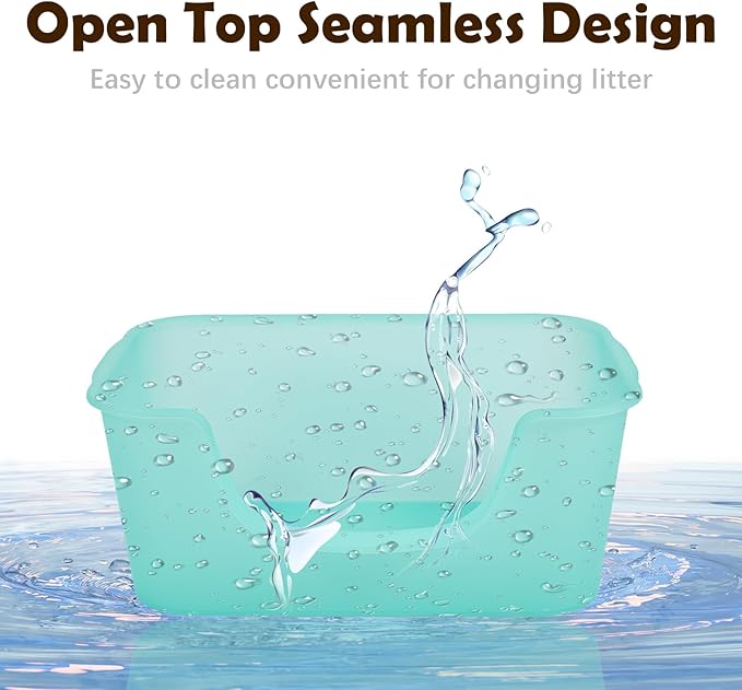 Large Cat Litter Box With High Sides For Indoor Multi Cats,Big Low Entry Cat Litter Pan Kitty Litter Box For Kittens & Senior Cats,Open Top Waterproof Anti-Splashing High Wall Cat Box(Purple)