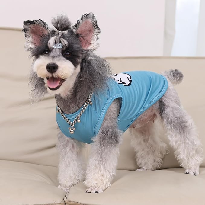 CuteBone Dog Shirts 2-Pack Soft Pet Clothes Breathable Summer Vest for Small Puppy and Stretchy Cat Apparel 2BX20XL-D