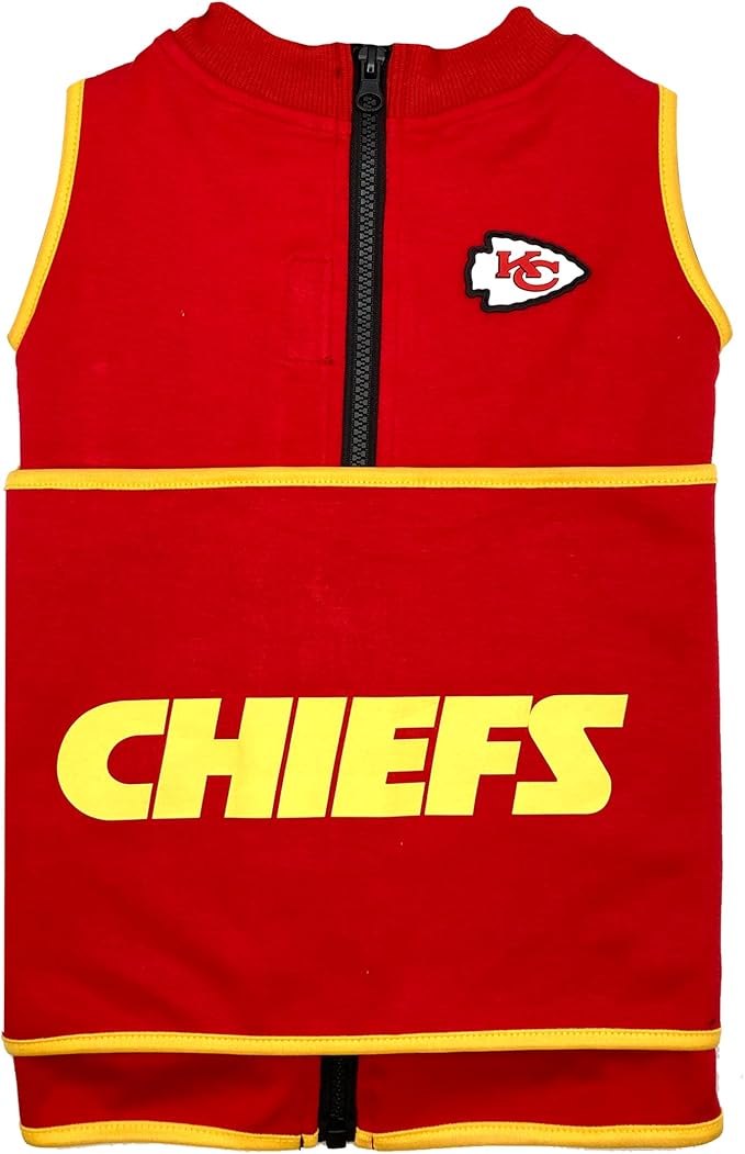 NFL Kansas City Chiefs Dog Anxiety Shirt Calming Soothing Solution Vest, for Dogs/Cats with Anxiety, Fears, Fireworks, Loud Noises, Dark, Lonely Keeps Dogs Calm Feeling Safe, Relaxing Jacket, X-Small