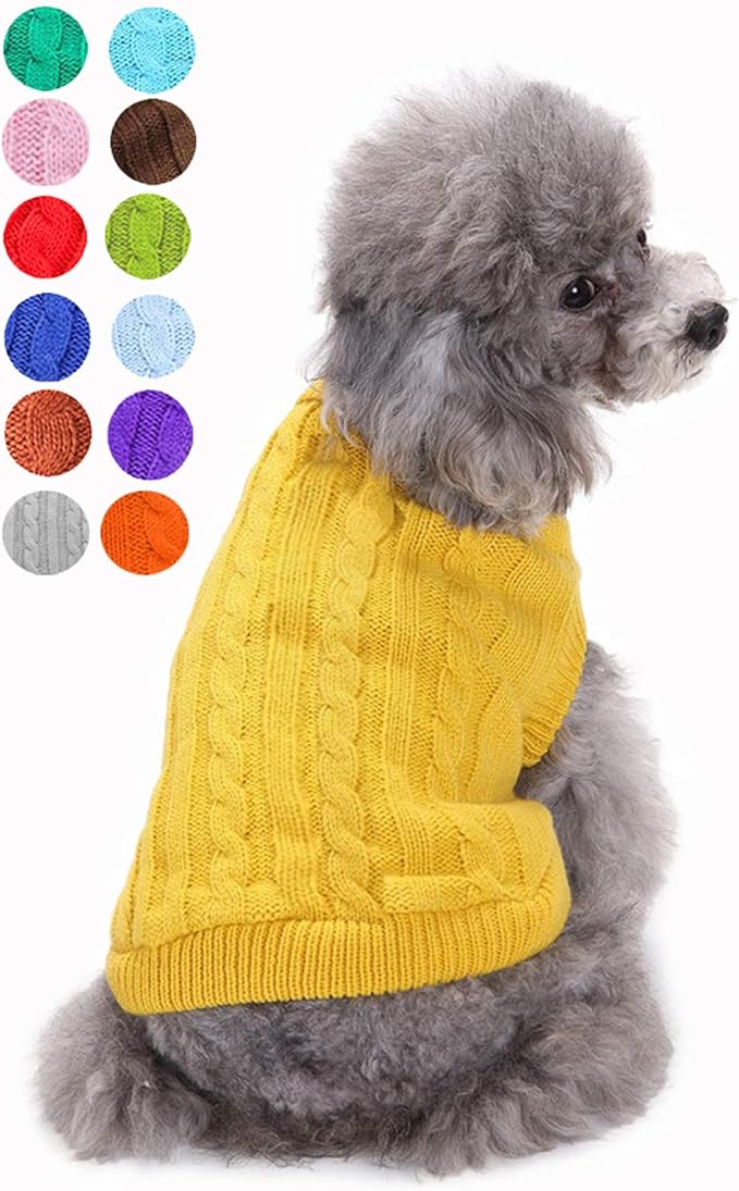 Dog Sweater for Small, Medium, Large Dogs - Warm Winter Classic Turtleneck Pet Clothes Coat for Girls Boys Puppy Cat - Cute Christmas Sweater