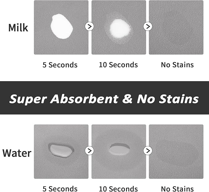 Pet Feeding Mat - Absorbent Dog Mat for Food and Water, No Stains Cat Bowl Mat, Easy to Clean Pet Placemats, Quick Dry Dog Water Dispenser Mat for Messy Drinkers | Paw Grey 16"x 24"