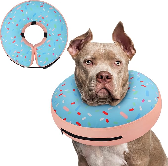Supet Inflatable Dog Cone Collar Alternative After Surgery, Dog Neck Donut Collar Recovery E Collar for Neuter, Soft Pet Cone for Small Medium Large Dogs