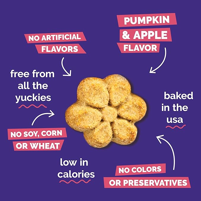 Fruitables Baked Dog Treats, Healthy Pumpkin Treat for Dogs, Low Calorie & Delicious, Free of Wheat, Corn and Soy, Made in The USA, Pumpkin and Apple Flavor, 20oz