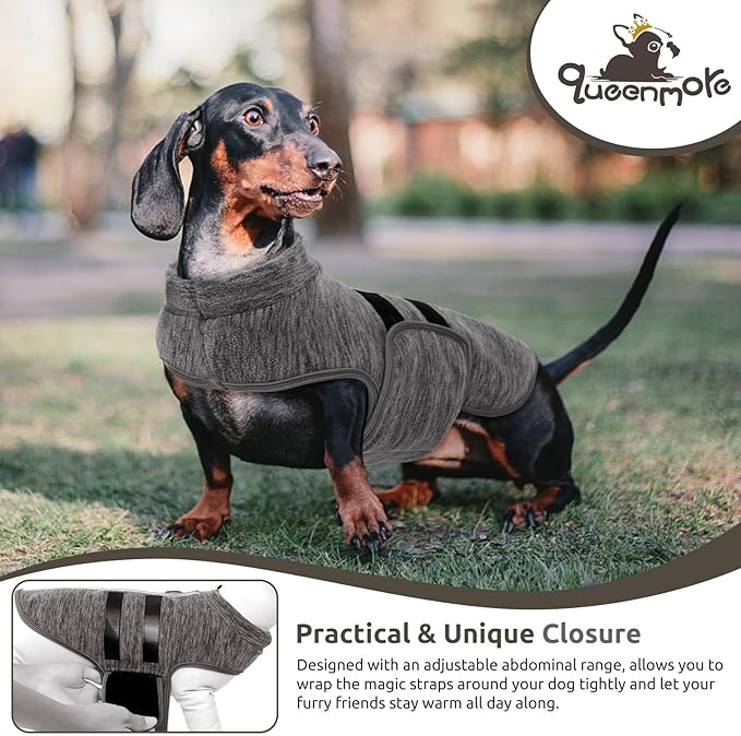 Queenmore XXL Dog Sweater, Soft Fleece Vest Pullover Dog Jacket with Leash Hole, Warm Winter Dogs Clothes Cold Weather Doggy Dachshund Sweaters for Large Dogs Cats Boy or Girl (Cationic Gray, XXL)