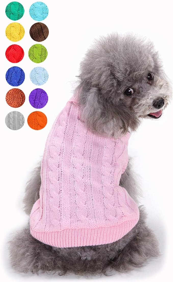 Dog Sweater, Warm & Soft, Medium (Chest 16-18 inches), Pink, Classic Turtleneck, Machine Washable, Winter, Unisex, Solid, Holiday