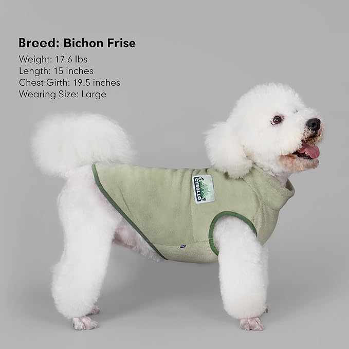 cyeollo 3XL Fleece Dog Sweater, Pullover Sweatshirt Stretchy Fleece Vest Warm Winter Fall Clothes for Large Dogs Boy Turtleneck Pet Apparel, Green XXXL