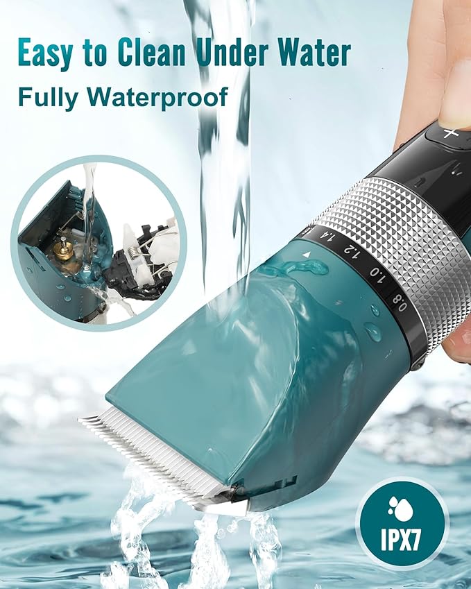 oneisall Cat Clippers for Matted Hair, 5-Speed Quiet Cat Grooming kit, Cordless Pet Shaver for Long Hair,Waterproof Pet Hair Trimmer, Pet Clippers for Cats(Green)