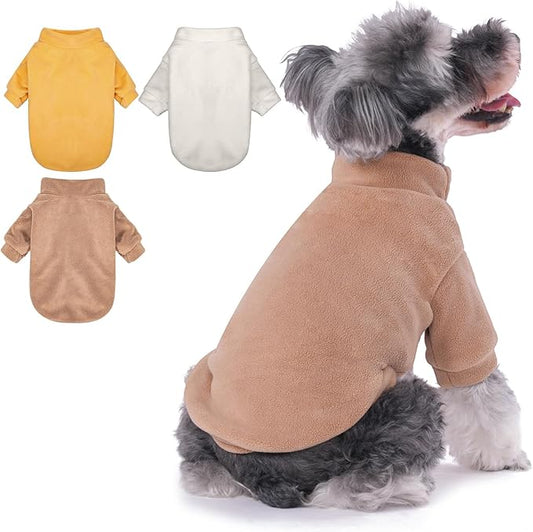 Dog Sweater, 3 Pack Dog Sweaters for Small Dogs Girl Boy, Ultra Soft Warm Puppy Clothes Dog Coat for Winter (Camel+Beige+Yellow, X-Large)