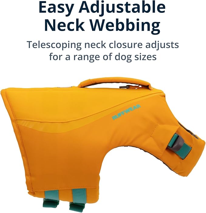 Ruffwear, Float Coat Dog Life Jacket, Premium Buoyancy Swim Vest with Lift Handle, Secure Fit & Reflective Trim, Adjustable Flotation for Swimming, Boating, & Outdoor Adventures, Wave Orange, Large