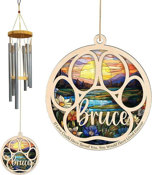 Personalized Hand Dog Wind Chimes Sun Catcher, Dog Memorial Winds Chime, Pet Loss Wind Chimes Sun Catcher, Gifts for Dogs Lovers, Sympathy Pet Winds Chime 1