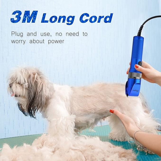 Dog Grooming Clippers, Professional 12V Heavy Duty Pet Clippers, Large Dog Shaver for Thick Coat,Plug-in Pet HairTrimmer with Guard Combs Brush for Dogs Cats