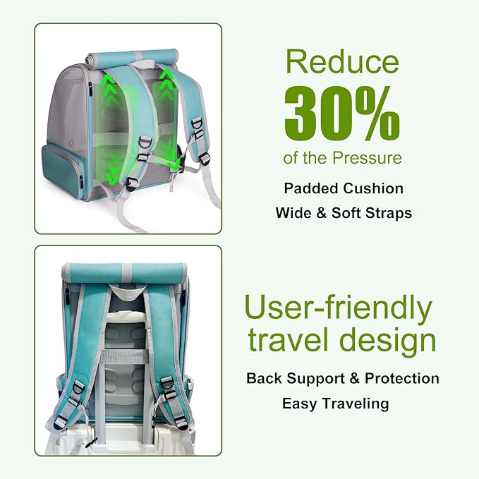 Bird Backpack Carrier Cage for Small to Medium Size, Portable Bird Travel Carrier with Standing Perches and Metal Tray, Vented Carry Transport Bag for Parakeet, Budgie, Conure, Cockatiel, Parrot