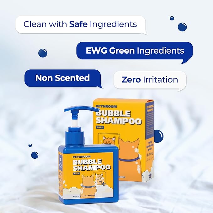 [PETHROOM] Premium Cat Silky Shampoo & Conditioning | Strengthen Skin Barrier, Hypoallergenic, Tear-Free, Fragrance-Free, Deep-Cleansing, Itch Relief, Moisturizing, Remove Odors