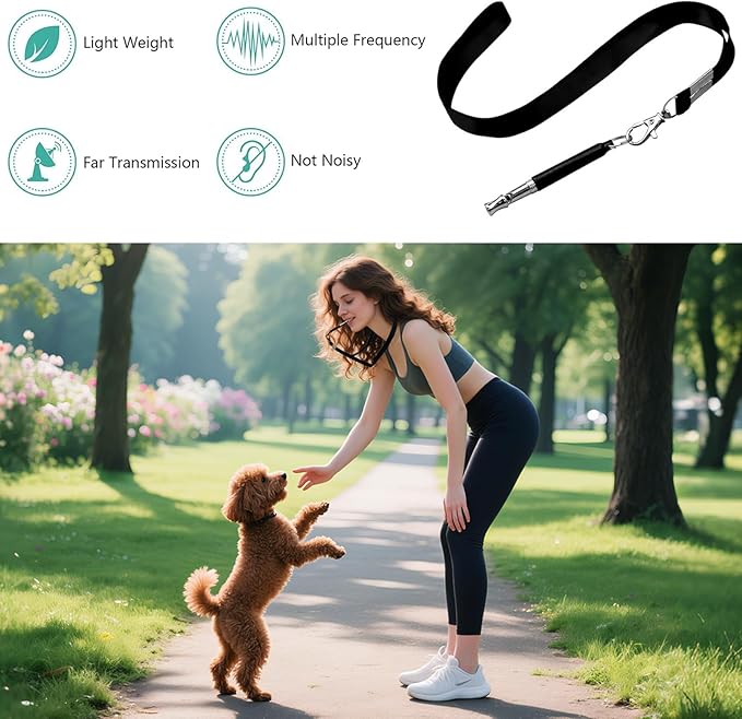 2 Pack Dog Whistle, Dog Whistle to Stop Barking Neighbors Dog, Adjustable Ultrasonic Silent Dog Whistle, Professional Recall Dog Training Whistles, with Lanyard (Black and White)