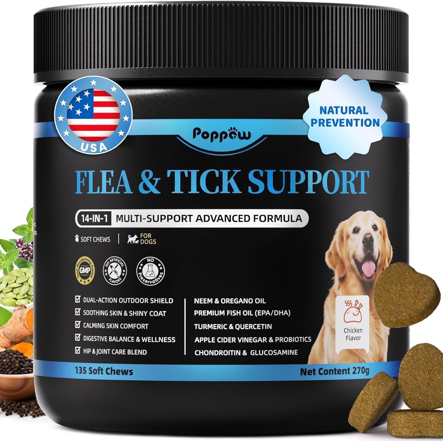 Dog Flea and Tick Support Chewable