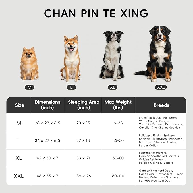 Homemate Dog Bed for Extra Large Dog: 48x35 in Orthopedic Large Dogs Bed XXL Outdoor Pet Cat Bed Sofa Supplies with Toy Dogs Crate Pad Couch with Removable Washable Cover & Non-Slip Botton Light Grey