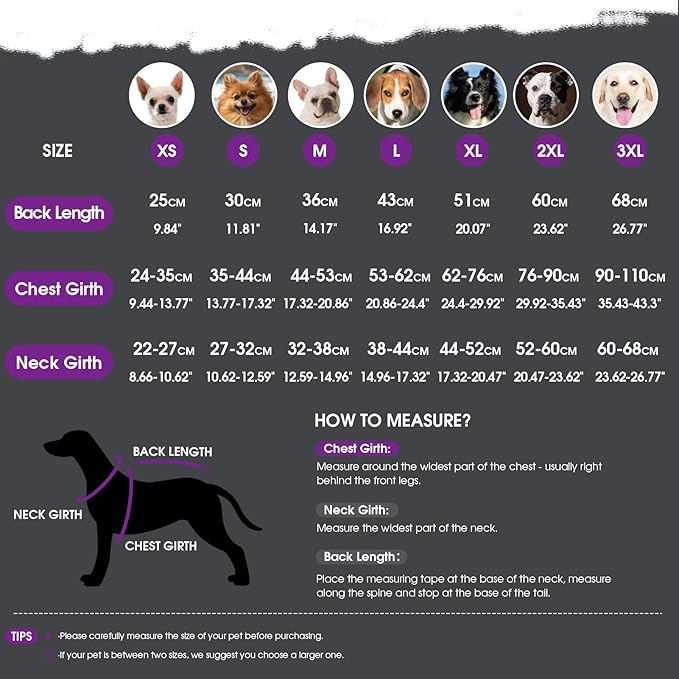 ASENKU Dog Jacket Plaid Reversible Reversible Dog Vest Waterproof Cold Winter Clothes Pet Apparel for Small Medium Large Dogs (L, Purple)