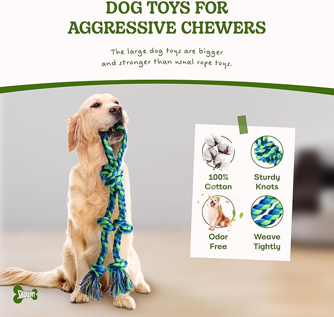 Dog Rope Toy for Large Dogs, 2 Pack Heavy Duty Dog Chew Toys for Aggressive Chewers, Indestructible Dog Toys for Super Chewer, Durable Tug of War Pet Toy for Medium to Large Breed Teeth Cleaning