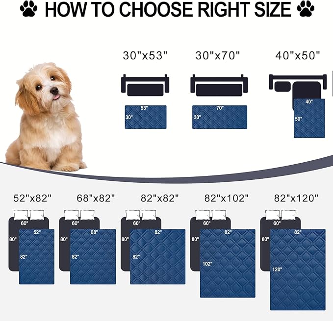 Smiry Waterproof Dog Blanket, 82x120 Inch Soft Pet Bed Cover Reversible, Washable Sofa Couch Furniture Protector for Small Medium Large Dog Puppy Cat, Geometric, Navy/Blue